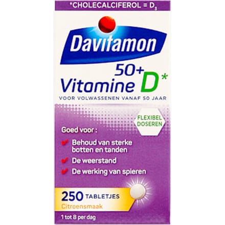 Davitamon Vitamine D 50+ Volwassen - vitamine D3 volwassenen - 250 stuks