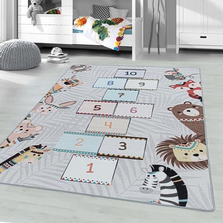 Speelkleed - Pleun Dieren Hinkelbaan Grijs 160x230cm