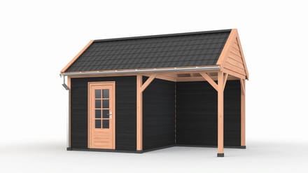 Douglas overkapping zadeldak, 500 x 300, met schuur en achterwand, Westwood Ruiter Basic