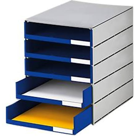 styro® Styroval Pro-ladebox, 5 laden, open, DIN C4, polystyreen, eco-grijs/blauw