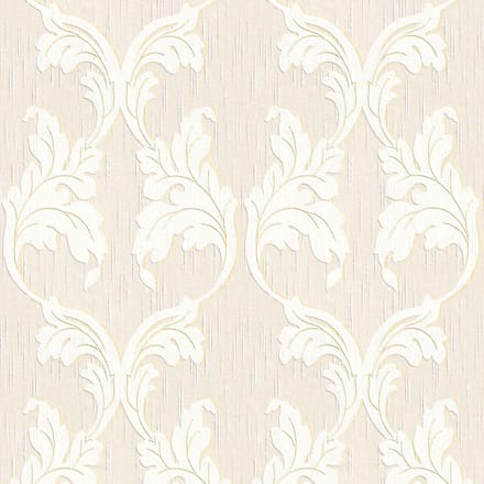 Textiel look behang Profhome 956287-GU textiel behang gestructureerd in textiel look mat beige crèmewit goud 5,33 m2