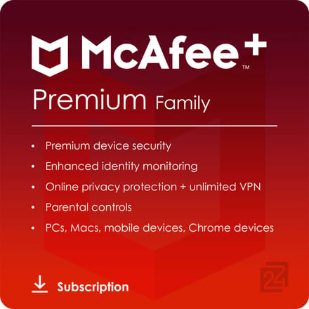 McAfee+ Premium Family Onbeperkt Aantal Apparaten / 1 Jaar