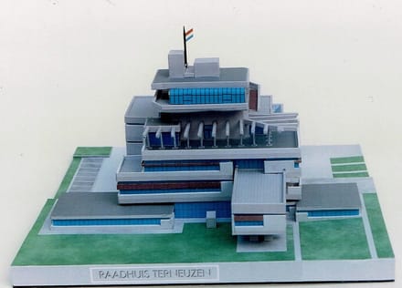 modelbouw, bouwplaat stadhuis Terneuzen, schaal 1/200