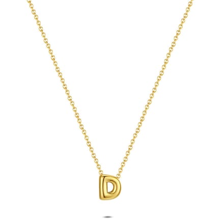 Twice As Nice Halsketting in goudkleurig edelstaal, letter D Goudkleurig 40cm+5cm