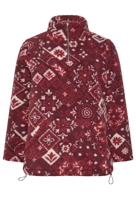 Yours Rode Fleece Met Tegelprint En Kwartrits Size 58-60
