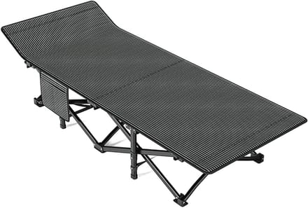 Veldbed Strikken - Vouwbed - Buiten Ontspannen - Extra Stabiel Frame - 190x71 cm - Zwart