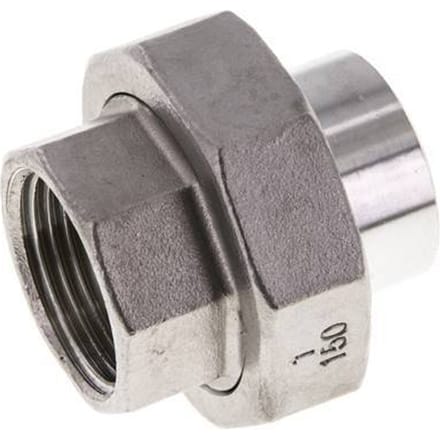 Rechte Koppeling Rp1'' Binnendraad X 33.7mm Laseind RVS Conische Afdichting 16bar