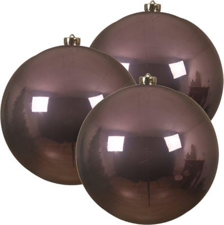Decoris Kerstbal - 3x stuks - lila paars - groot - D14 cm - kunststof - glans - kerstversiering