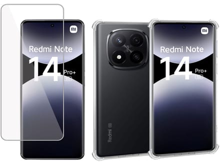 ChiGuard Hoesje & Screenprotector geschikt voor Xiaomi Redmi Note 14 Pro / Pro+ – Gehard Glas Cover + Shock Proof Case - Transparant