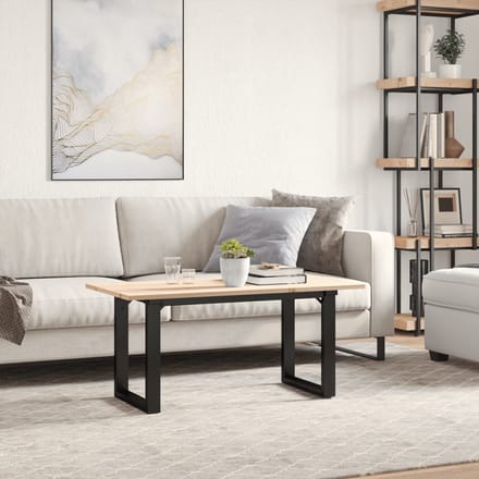vidaXL - Salontafel - O-frame - 90x40x45 - cm - massief - grenenhout - en - staal