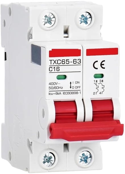 Stroomonderbreker - Zekeringkast - Huishoudelijke Circuits - Overbelastingsbeveiliging - 63A - Grijs