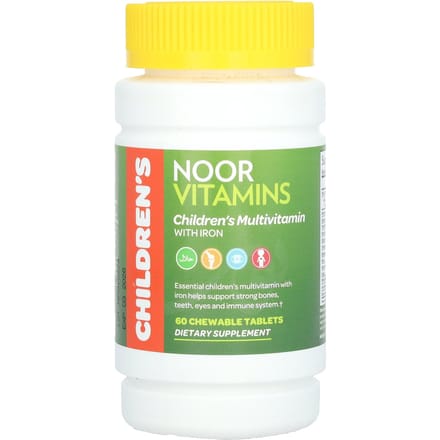 Noor Vitamins, multivitamines pour enfants contenant du fer, 60 comprimés à croquer