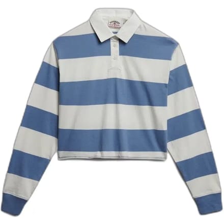 Superdry Athletic Essentials Gestreept Rugby Shirt Blue Grootte: 40