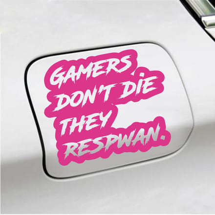 Bumpersticker - Gamers Dont Die They Respawn - 12,6 X 14,8 - Roze