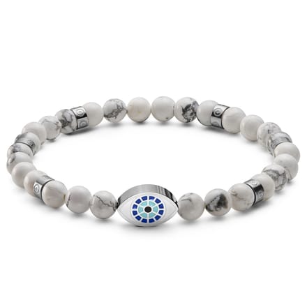 Evil Eye | Zilverkleurige Kralenarmband van Howliet