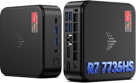 NiPoGi E3B Mini PC - АMD Ryzen 7 7735HS(8C/16T, tot 4,75 GHz) - 24 GB LPDDR5 - 512 GB SSD - Mini Desktop Computer - Windows 11 Pro - WIFI6