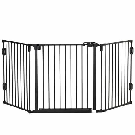 Verstelbare Hondenpoort - 202,5 x 76 cm - Drie Panelen - Met Automatische Sluiting - Metaal - Geen Kleur