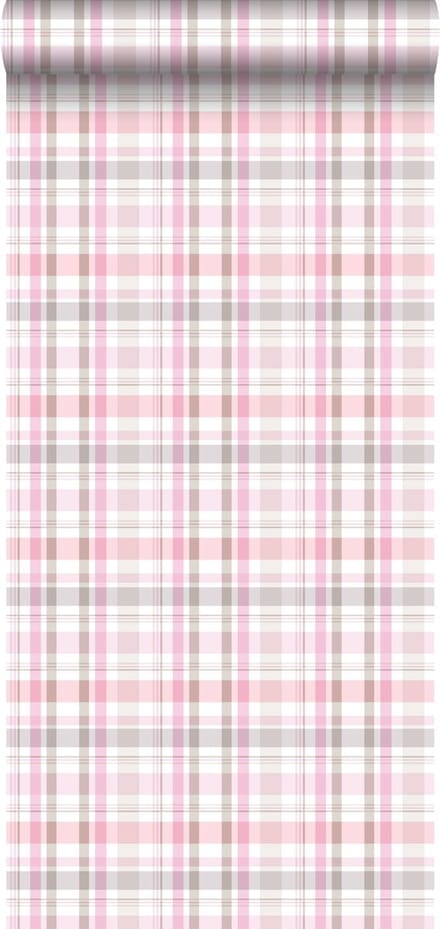 ESTAhome behang ruiten licht roze - 53 cm x 10.05 m - 138824