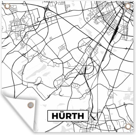 Tuindoek Plattegrond - Hürth - Kaart - Stadskaart - 100x100 cm