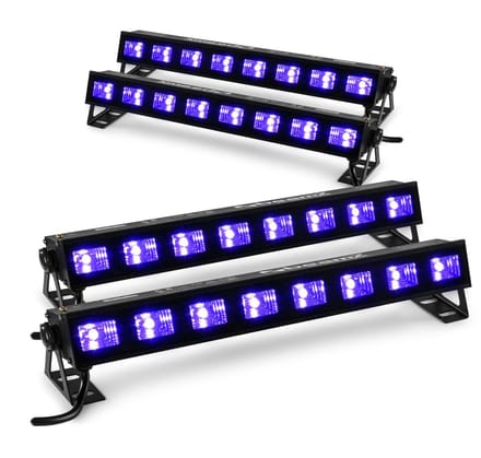 BeamZ set van 4 BUVW83 LED bars met 8 UV / warm white LED's - 30W