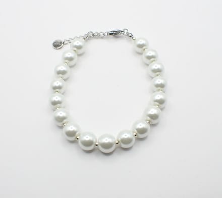 Colure® armband glasparels white 8mm zilveren Miyuki gecombineerd
