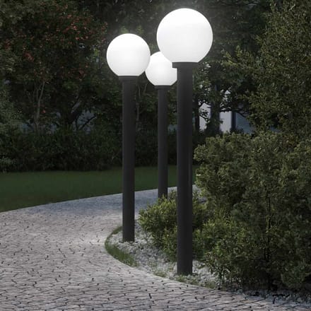 vidaXL Bolderverlichting 3 stuks 120 cm Zwart IP44