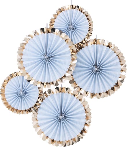 Ginger Ray - Ginger Ray - Waaiers pastel blauw & goud (5 stuks)