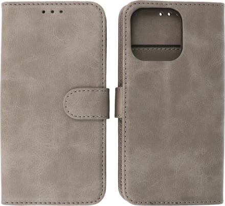iPhone 14 Pro Max Hoesje Book Case Telefoonhoesje Grijs