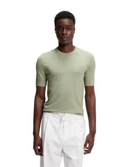slim fit T-shirt van fijngebreid model 'SAN CARL-CV'