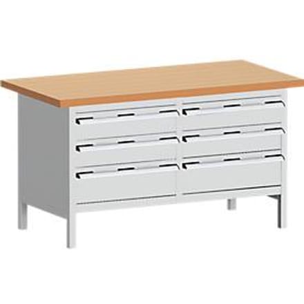 Werkbank met kast KW-1578-2.5, lichtgrijs