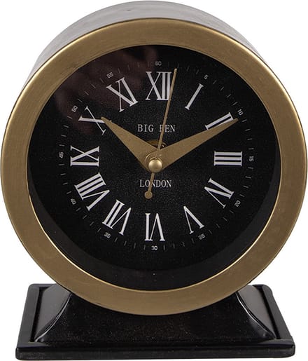 Clayre & Eef Tafelklok 14 cm Zwart IJzer