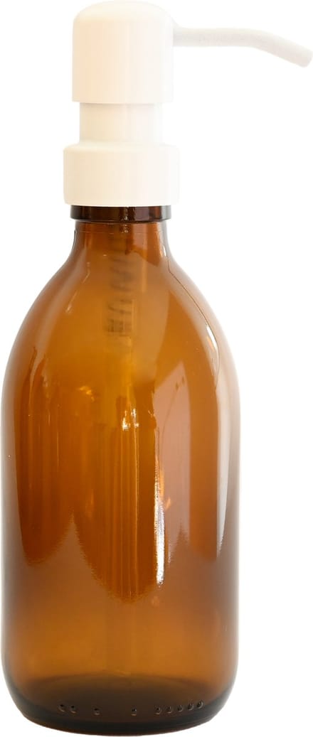 Groeikruid® Zeeppompje | Zeepdispenser | Vrijstaand en Hervulbaar | 300 ml Amber glas | RVS pompkop | Wit