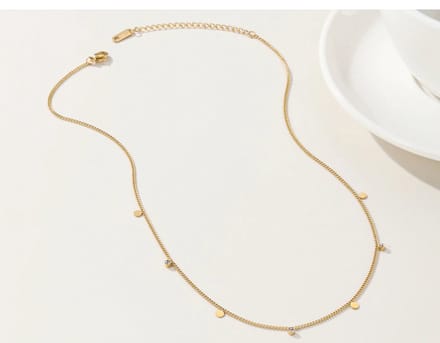 Gouden ketting met strass en rondjes - waterproof