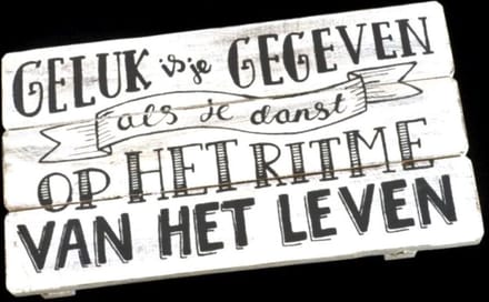 Tekstbord 17x30cm Geluk is je gegeven - Antique White