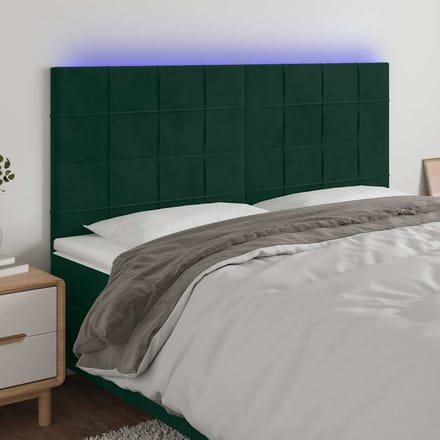 vidaXL - Hoofdbord - LED - 160x5x118/128 - cm - fluweel - donkergroen