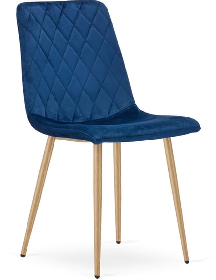 Eetkamerstoel TURIN - Donkerblauw fluweel - Eikenlook poten - Modern design