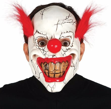 Halloween masker horror clown met rood haar