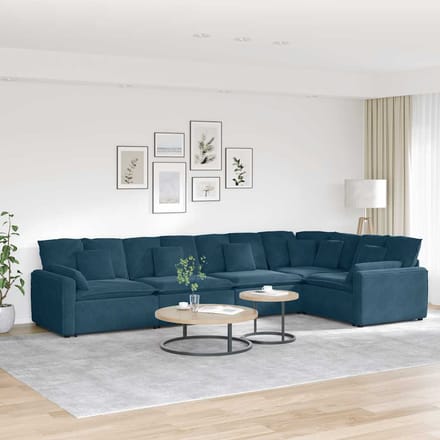 vidaXL - Modulaire - bank - met - kussens - fluweel - blauw