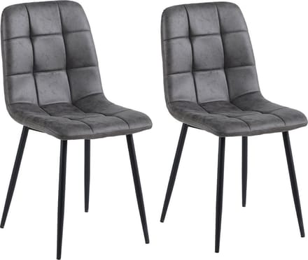 Colenis - Ela Eetkamerstoel - Set Van 2 - Antraciet - Microvezel - Design