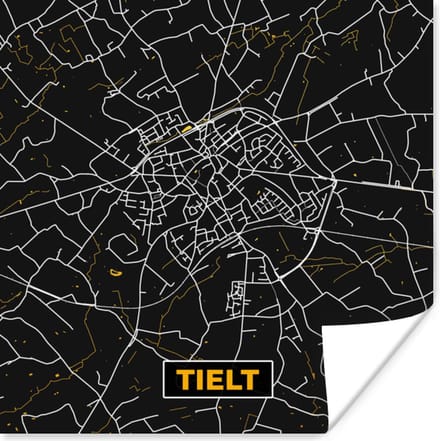 Poster Kaart - Tielt - Goud - Plattegrond - Stadskaart - 75x75 cm