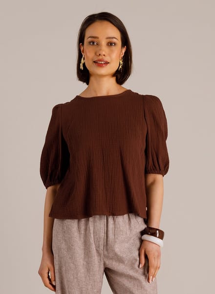 YEST Maja Tops - Coffee Brown - maat 36