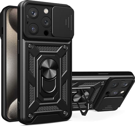 Hoesje geschikt voor Apple iPhone 15 Pro - Techsuit Camshield Back Cover - Zwart