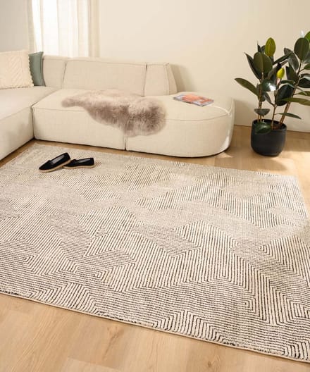 Modern vloerkleed - Fancy Maze crème/zwart 80x150