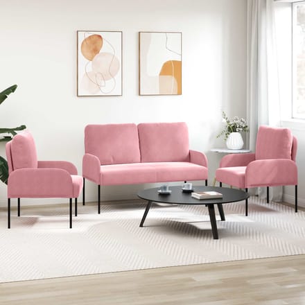 vidaXL Sofa-Sets 3 st Roze Multiplex