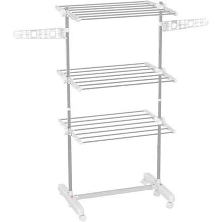 Séchoir mobile HOMCOM Séchoir triple pliable avec roues, 80-142 x 55 x 152 cm