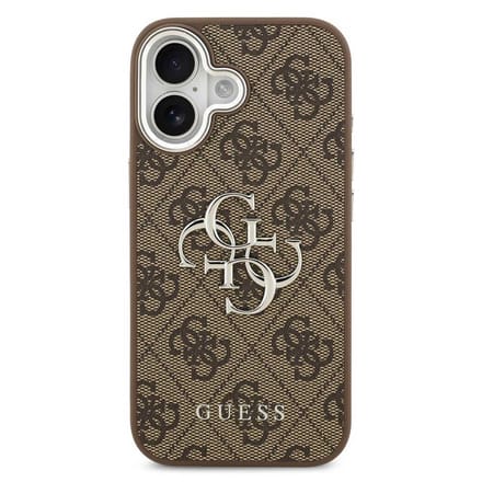 Guess 4G Metal Logo Backcover voor de Apple iPhone 17 - Silver Edge - Brown