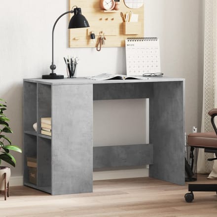 vidaXL - Bureau - 102x50x75 - cm - bewerkt - hout - betongrijs