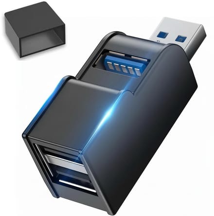 TRANSNECT USB Splitter 3 poorten - Compacte USB Hub 3.0 / 2.0 - Voor PC en Laptop - Zwart