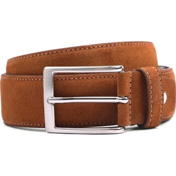 Suitable Riem Suède Leer Cognac - Maat 105 - Heren leren broekriem / broeksriem - Ceintuur - Riem formeel