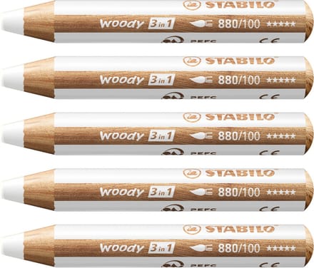 STABILO Woody 3 in 1 - Multitalent Potlood - Wit - Doos Met 5 Stuks